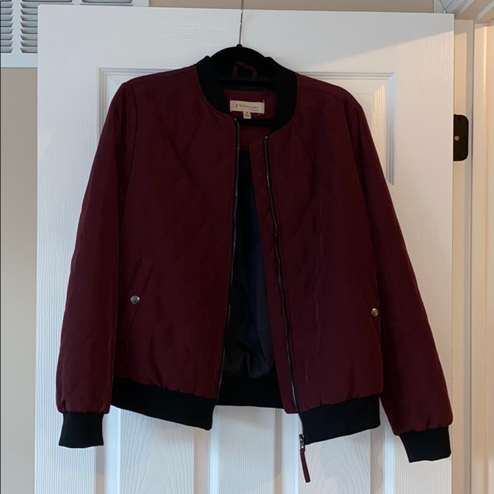 Philosophy Burgundy Bomber Jacket